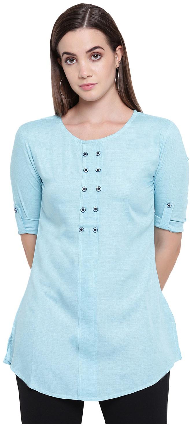 

RIVI Women Solid Regular top - Blue