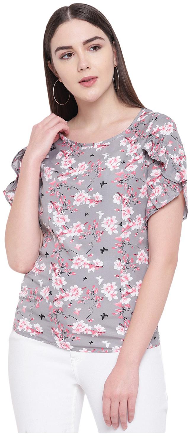 

RIVI Women Floral Regular top - Grey