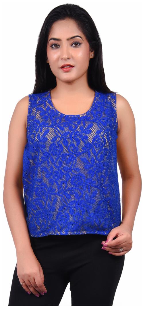 

RIVI Designer Blue Cotton Sleevesless Body Blouse Women s Top (RV016)