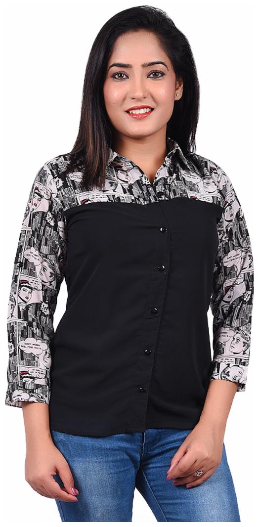 

RIVI Women Black Solid Regular Fit Shirt