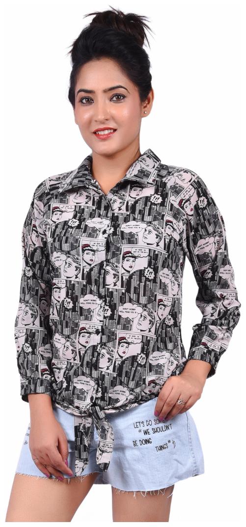 

RIVI Women White Printed Regular Fit Shirt