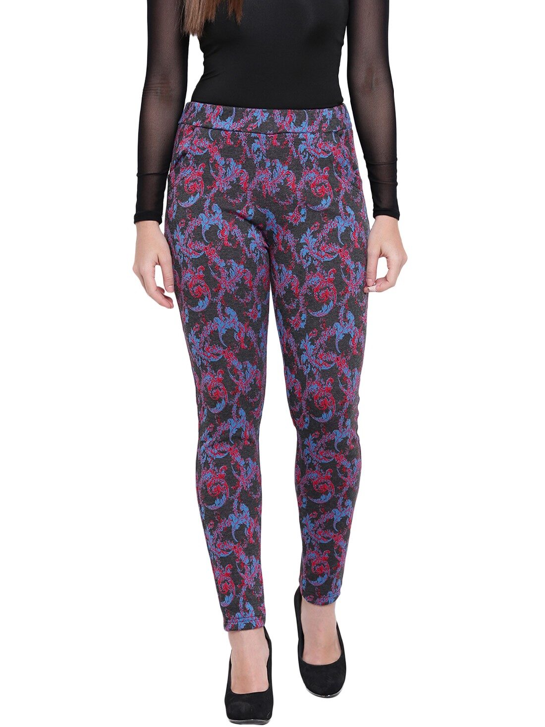 

RIVI Lycra Printed Blue Grey Color Jegging For Women
