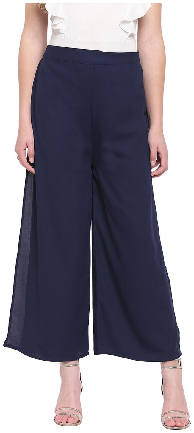 

RIVI Navy Blue Womens Layered Palazzo Trouser
