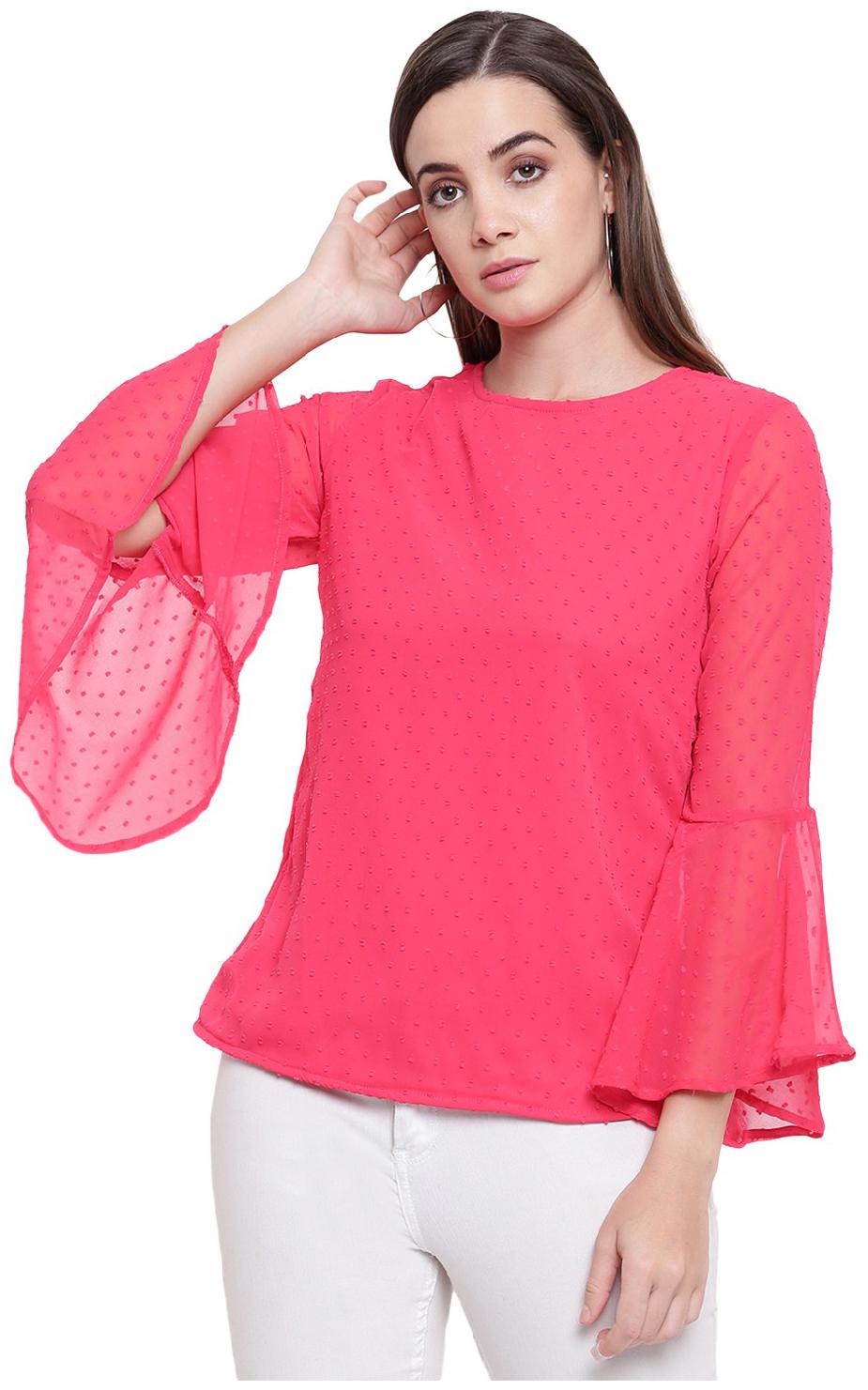

RIVI Women Embroidered Regular top - Pink