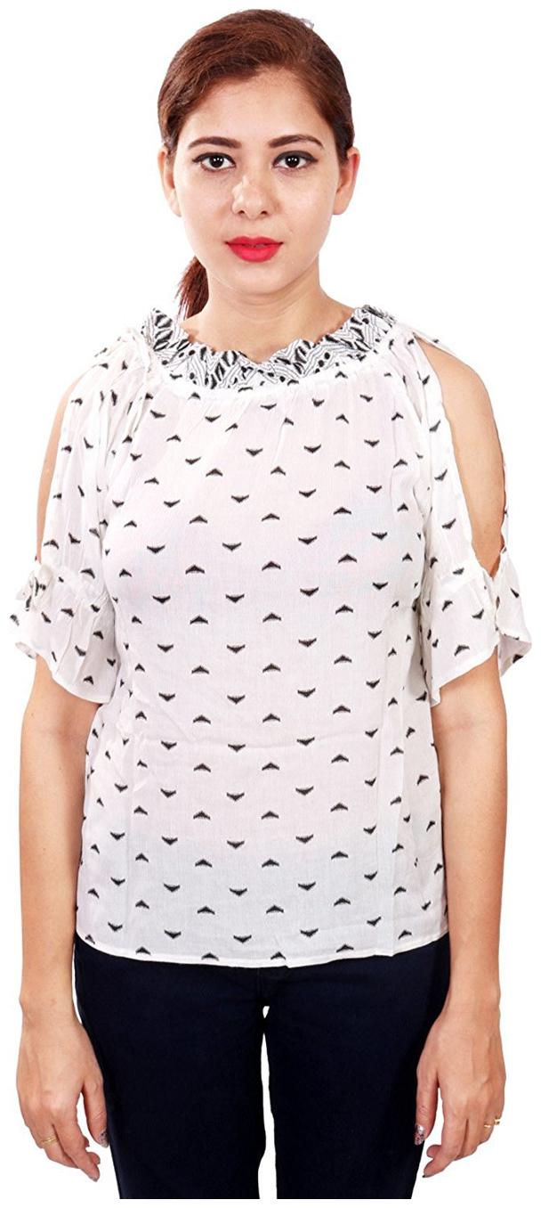 

RIVI Women Solid A-line top - White