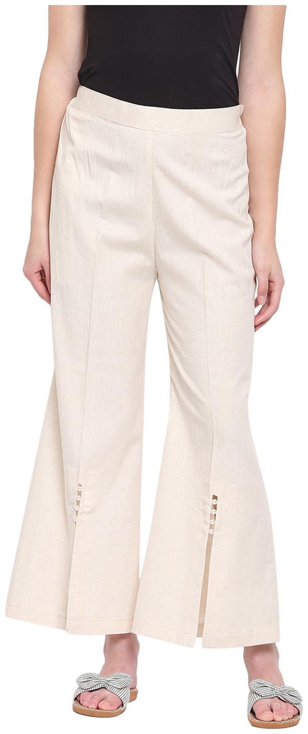 

RIVI White Womens Linen Pearl Palazzo Trouser