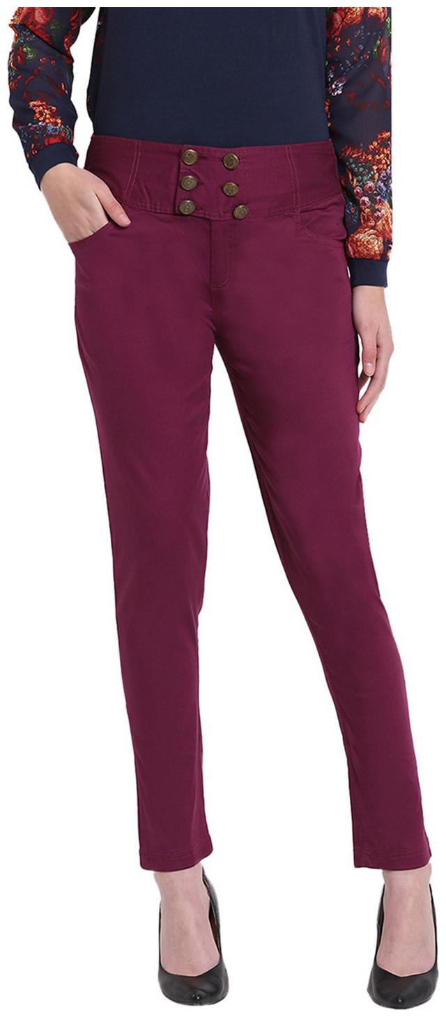 

RIVI Women Maroon Slim fit Regular trousers