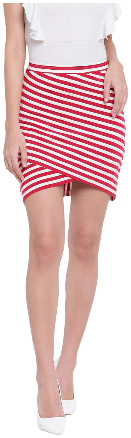 

RIVI Striped Wrap skirt Mini Skirt - White Red
