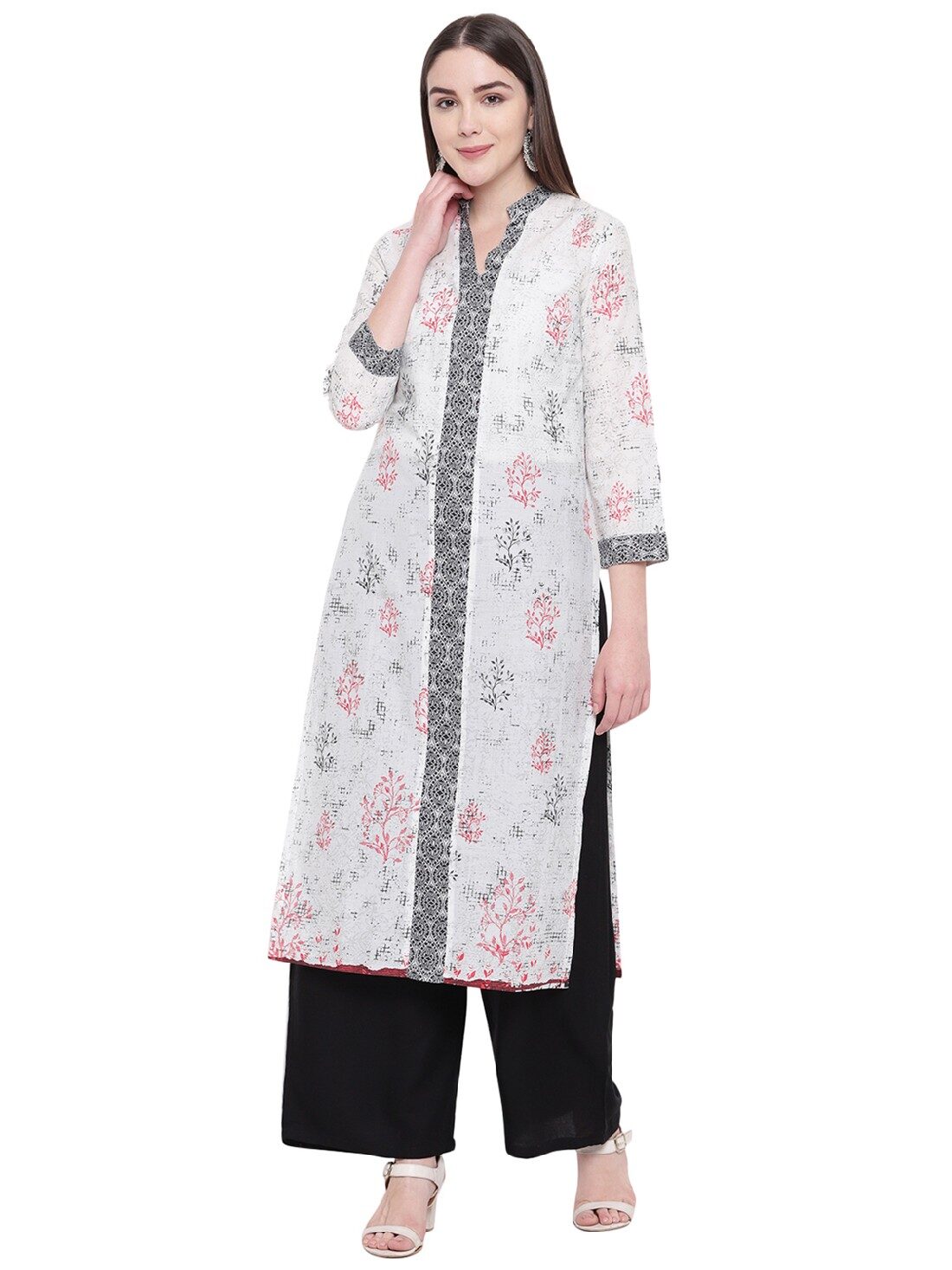 

RIVI Women White Floral Regular Kurta
