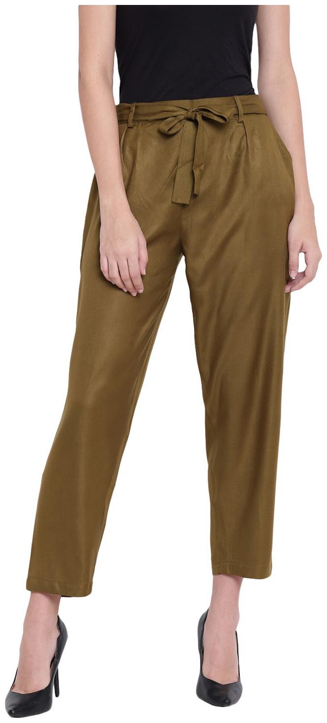 

RIVI Women Green Regular fit Regular trousers
