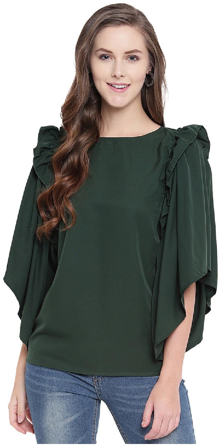 

RIVI Women Solid Regular top - Green