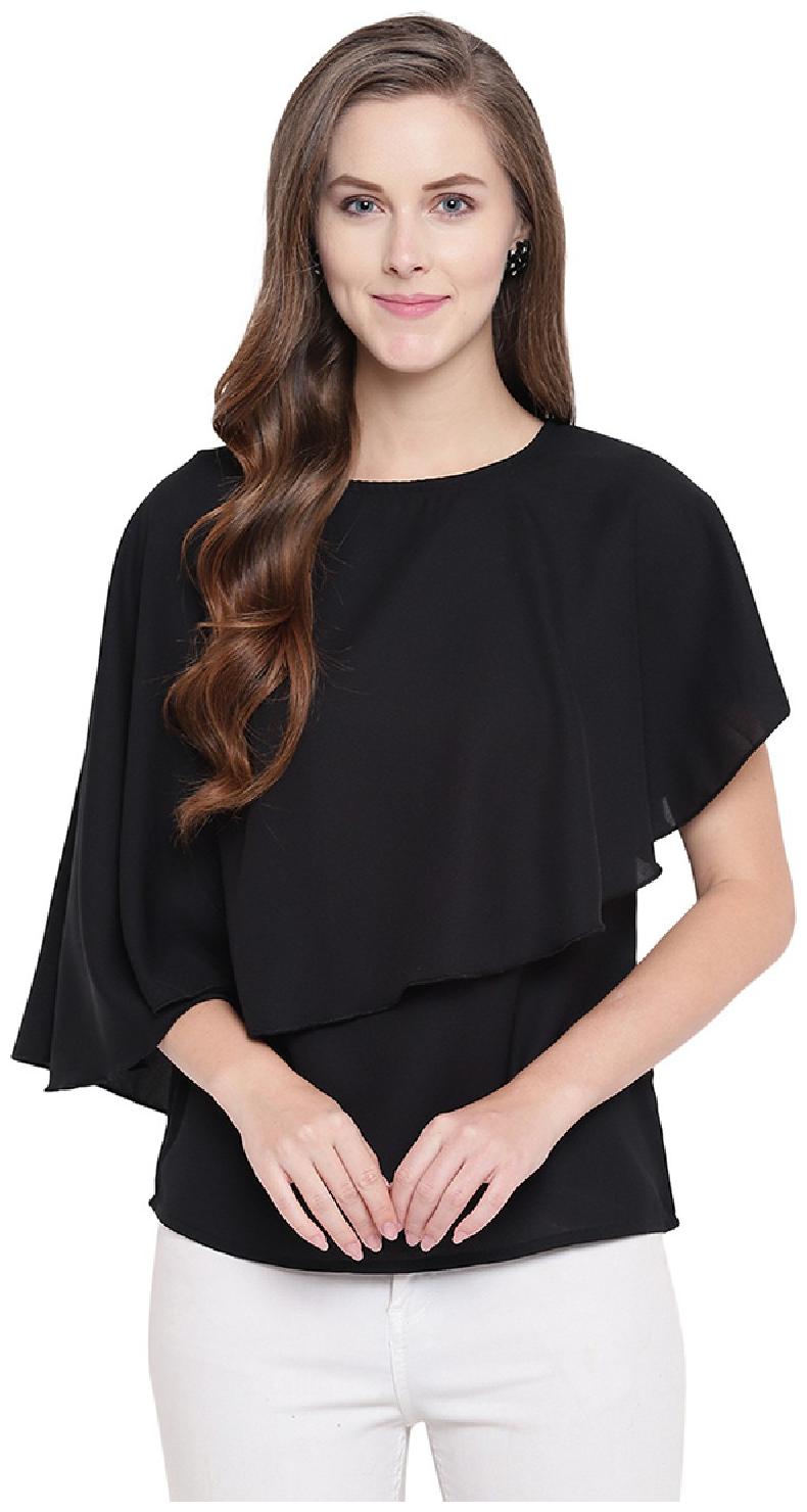 

RIVI Women Solid Regular top - Black
