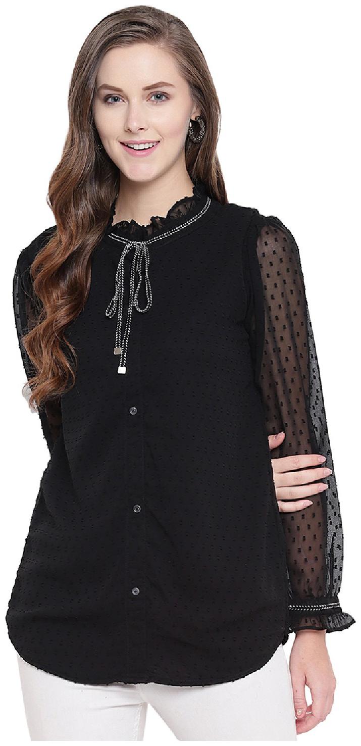 

RIVI Women Solid Regular top - Black