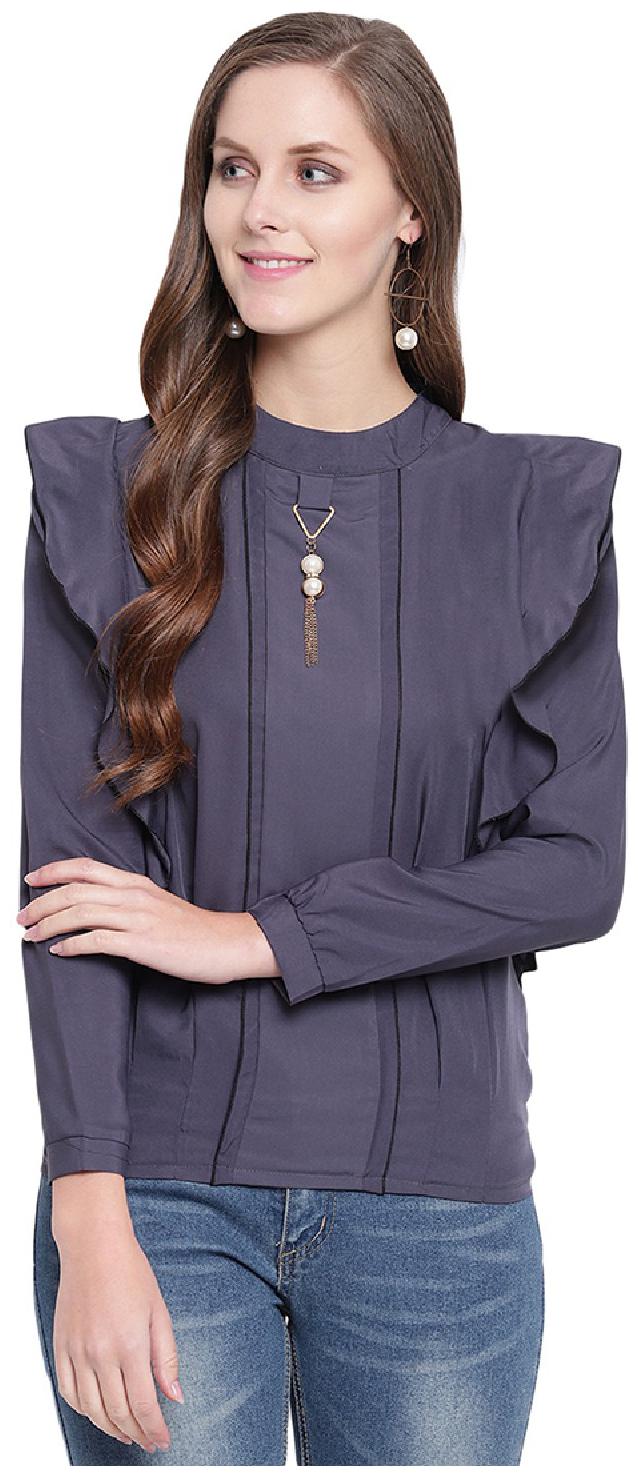 

RIVI Women Solid Regular top - Grey