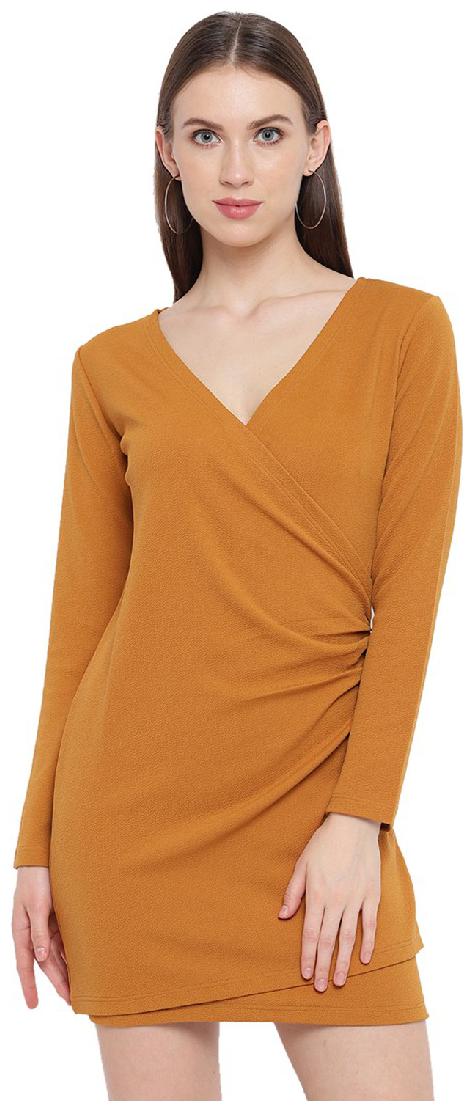 

RIVI Mustard Solid Bodycon dress