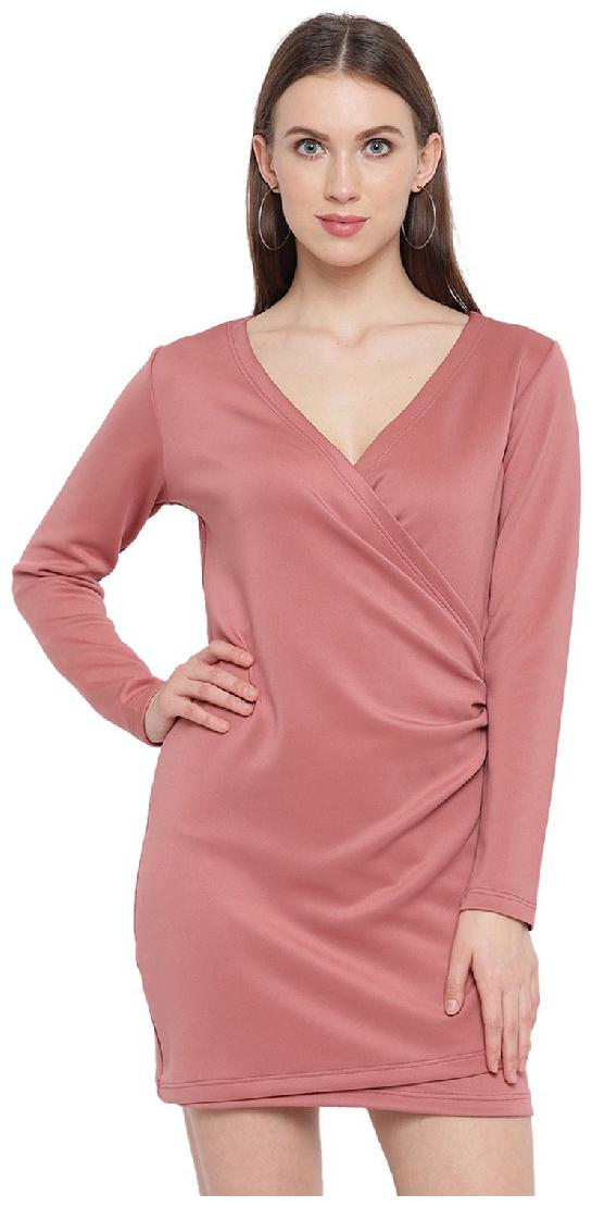 

RIVI Pink Solid Bodycon dress