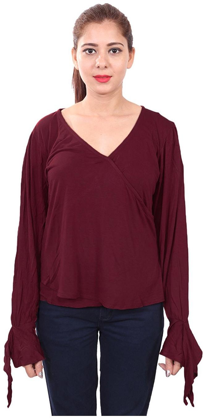 

RIVI Women Solid A-line top - Maroon