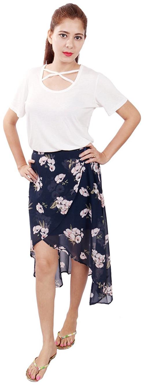 

Rivi Women s Blue Georgette Skirt