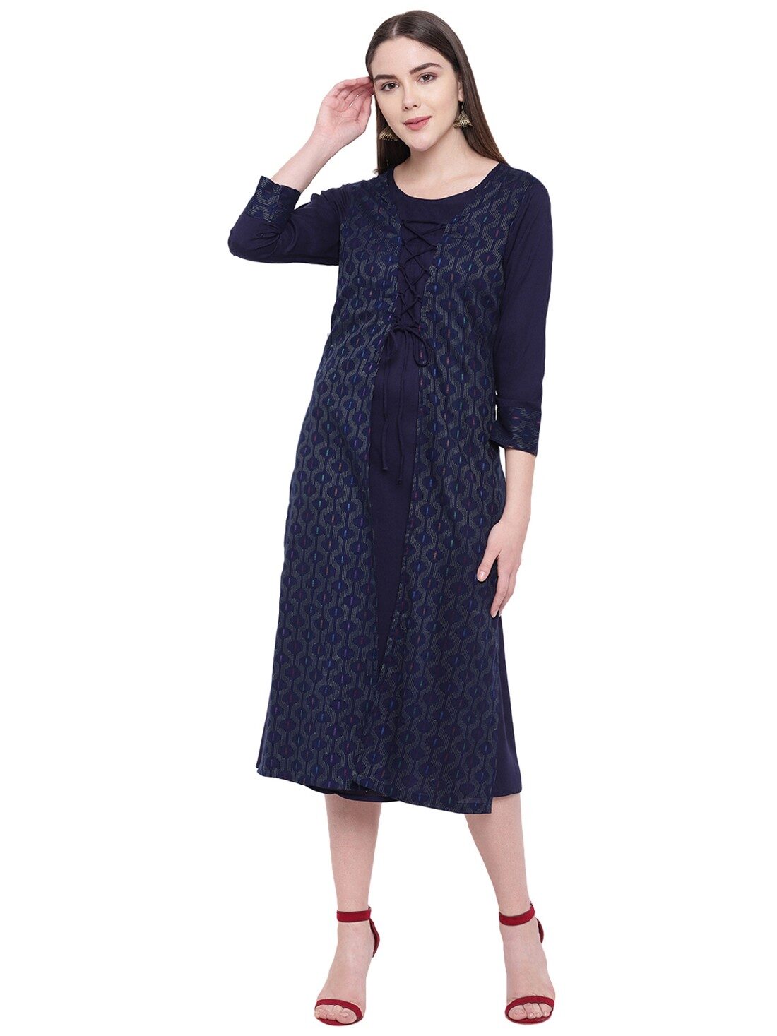 

RIVI Blue Printed Maxi dress