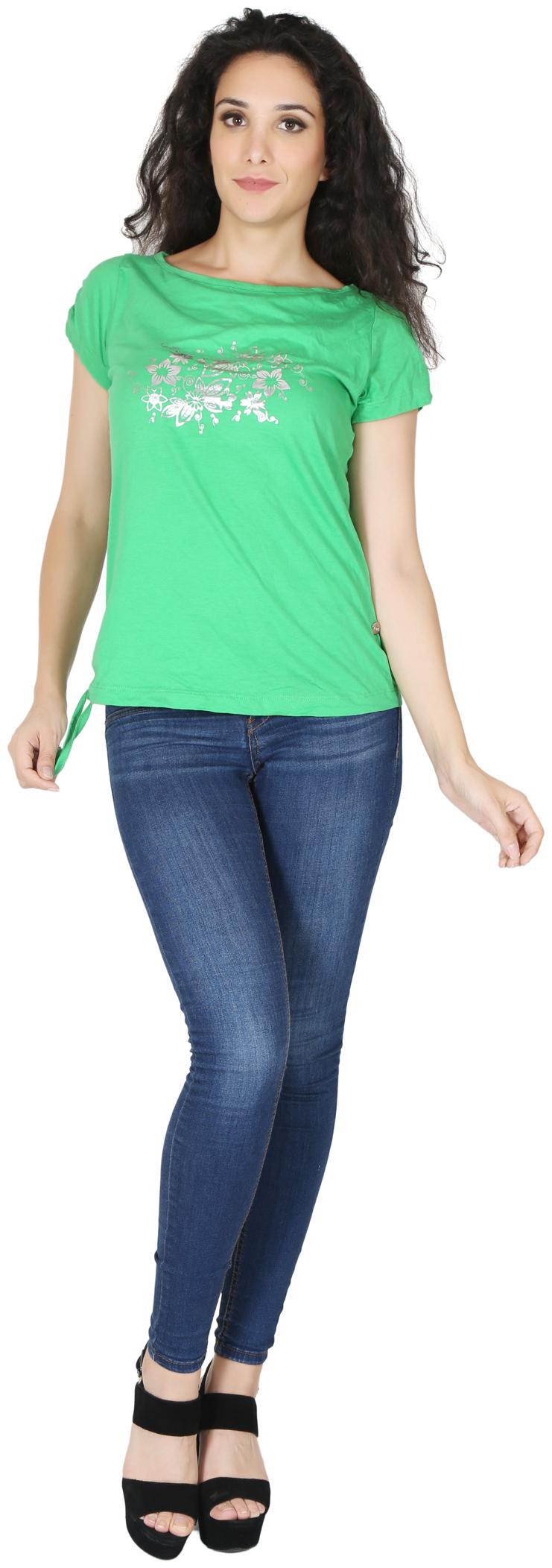 

RJP Women Green Slim fit Round neck Cotton T shirt