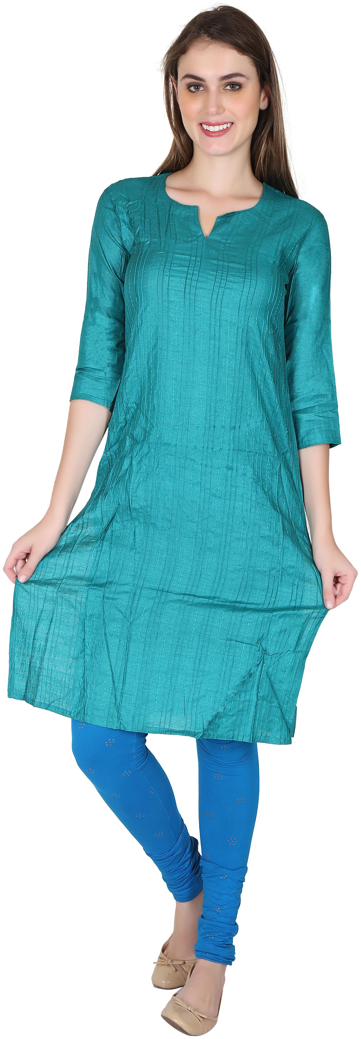 

RJP Women Silk Solid A Line Kurti (Turquoise)