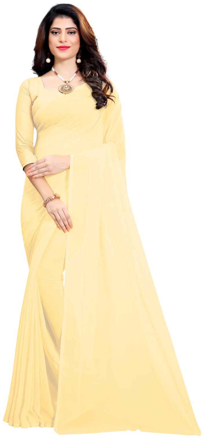 

RK Fashions Georgette Regular Saree With Blouse - Cream