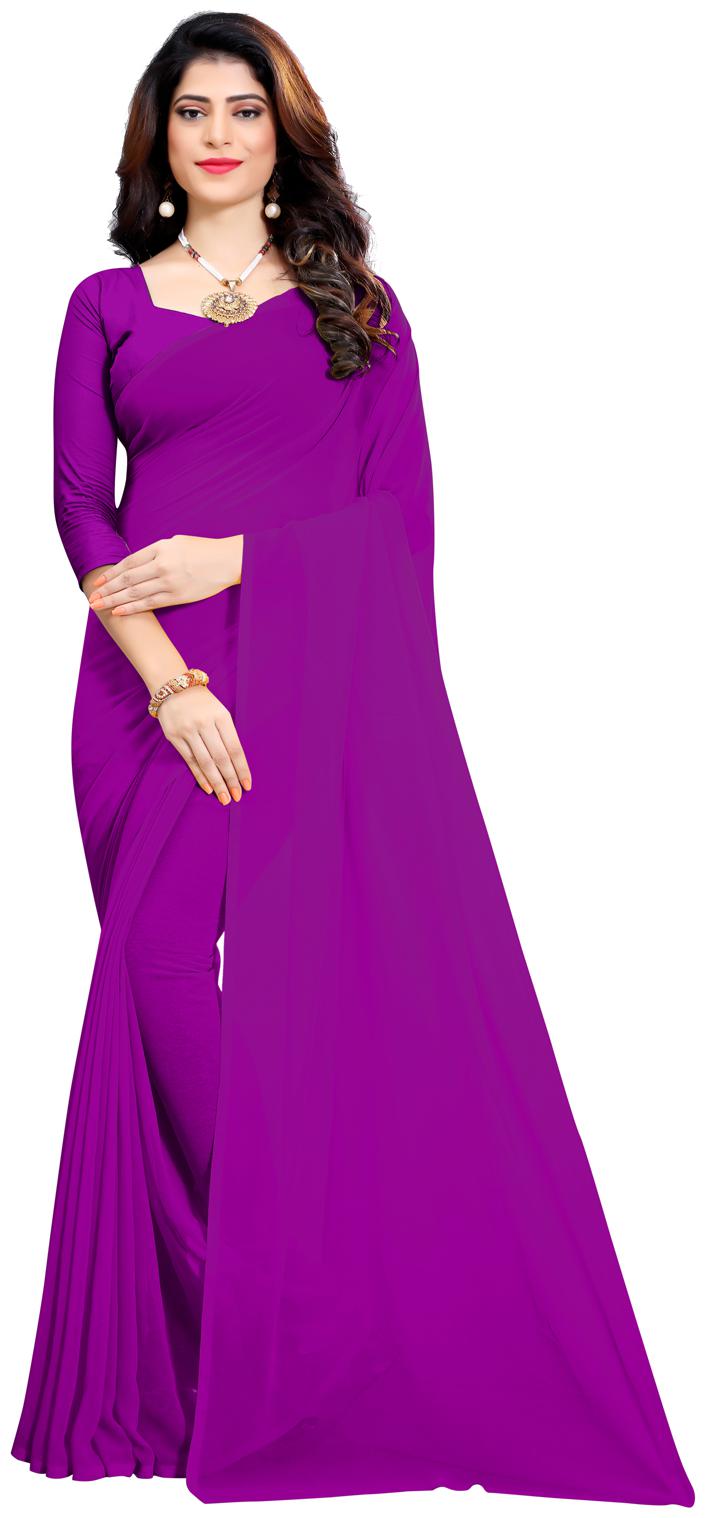 

RK Fashions Georgette Regular Saree With Blouse - Purple