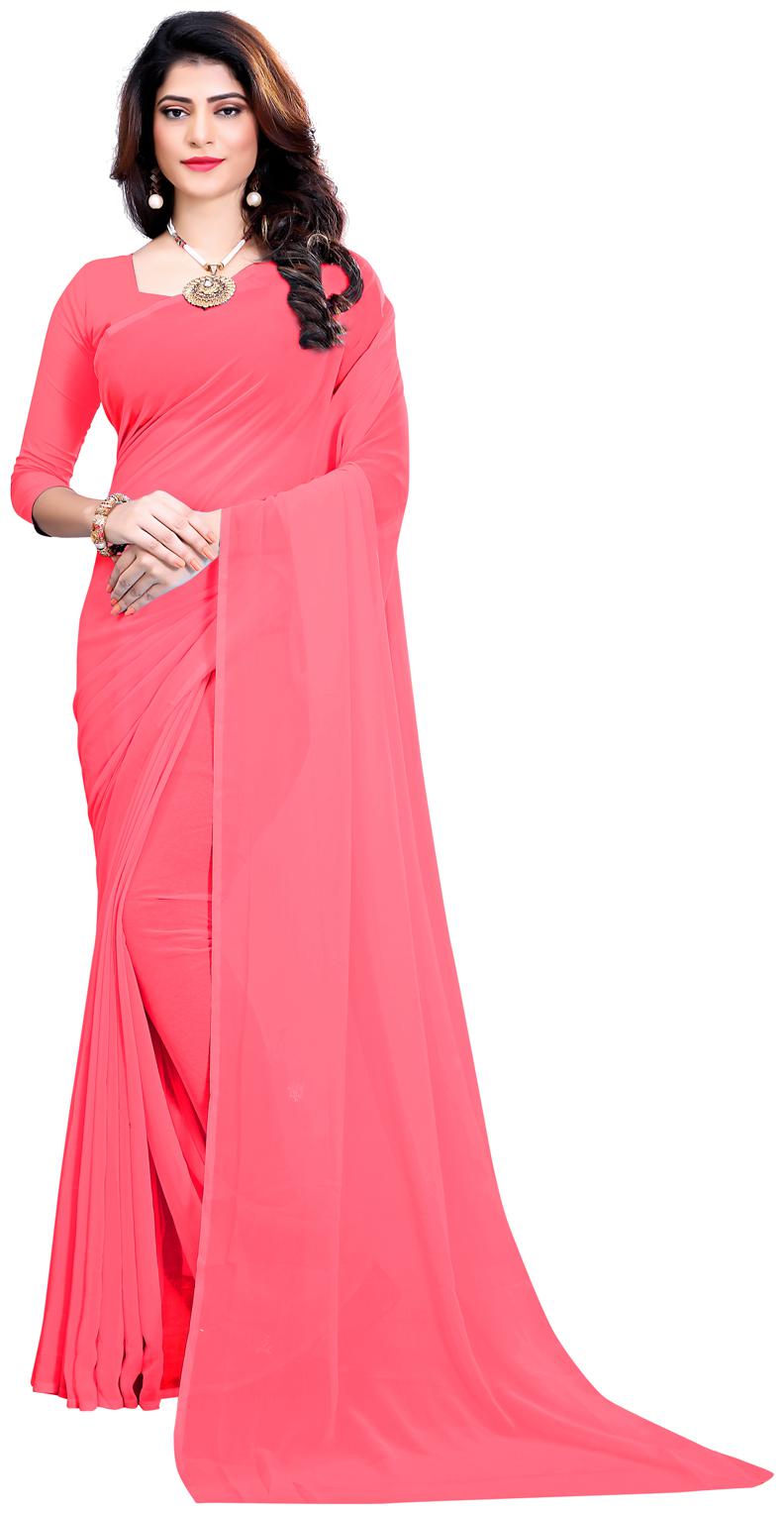 

RK Fashions Georgette Regular Saree With Blouse - Pink
