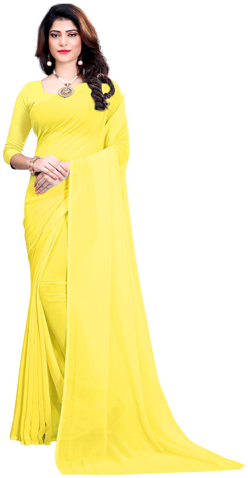 

RK Fashions Georgette Regular Saree With Blouse - Yellow