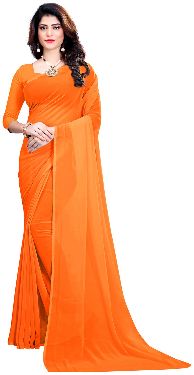 

RK Fashions Georgette Regular Saree With Blouse - Orange