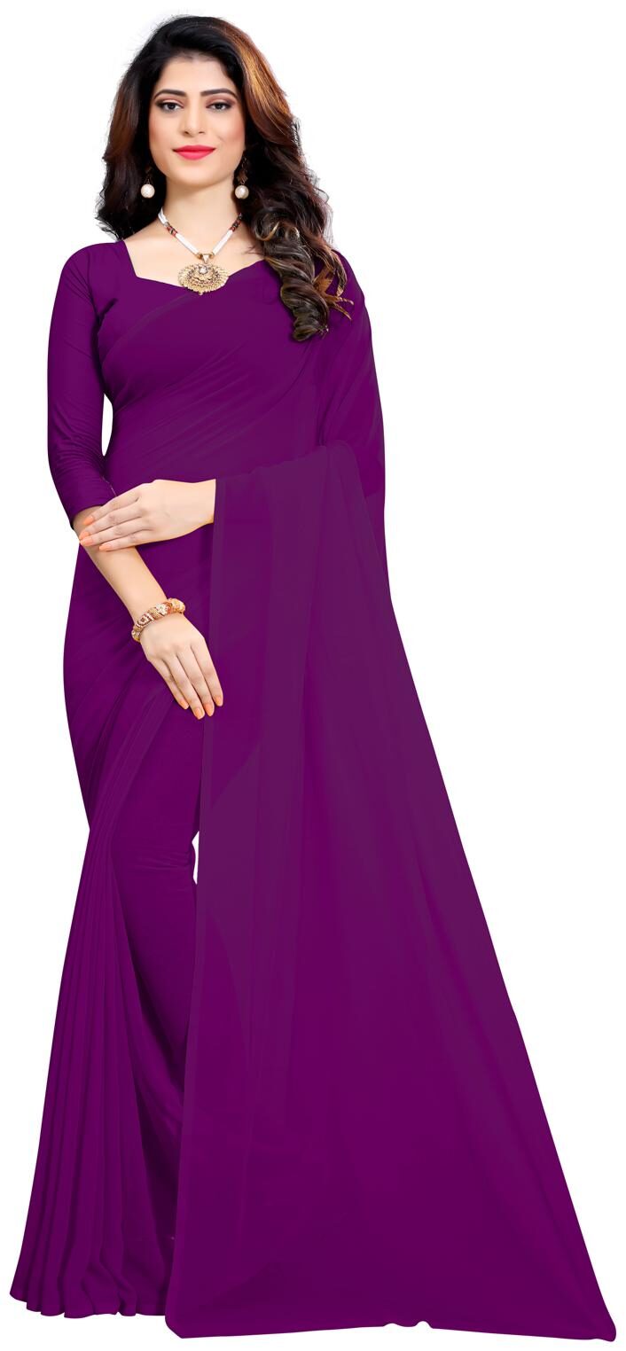 

RK Fashions Georgette Regular Saree With Blouse - Purple