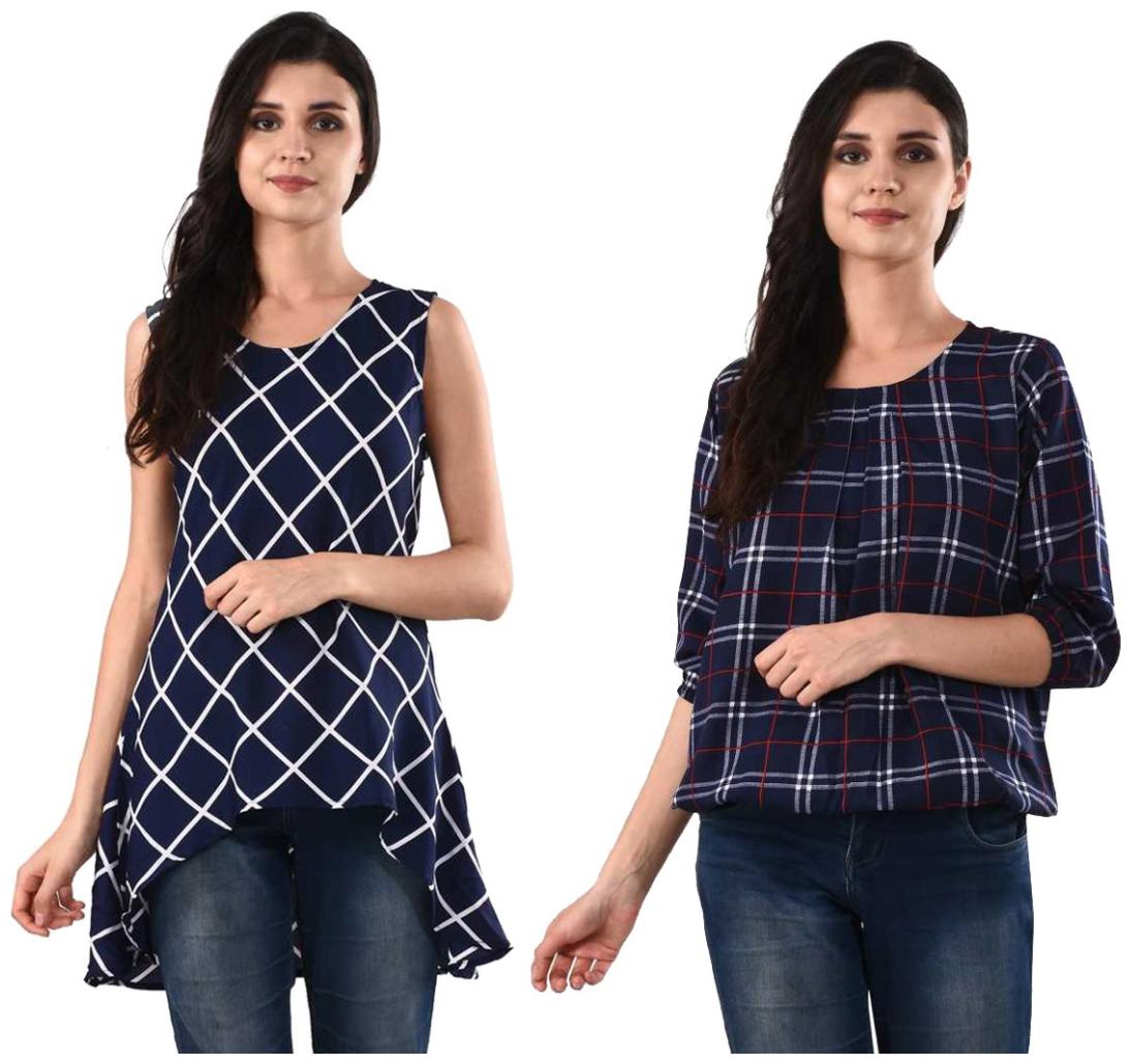 

RNU Creations Women Checked Regular tunic - Multi