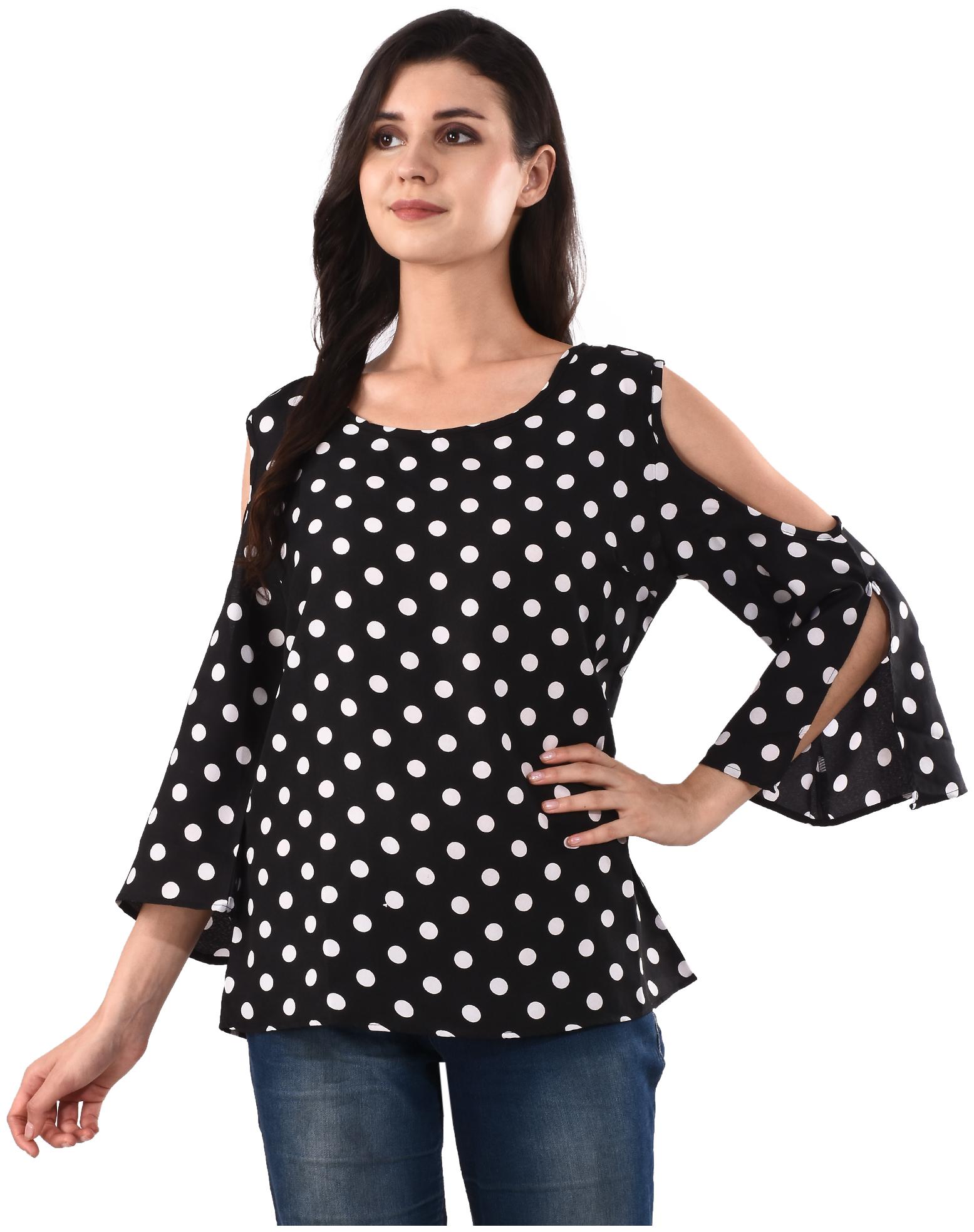 

RNU Creations Women Polka dots Regular top - Black