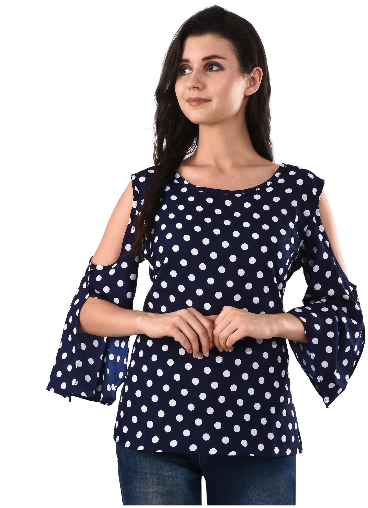 

RNU Creations Women Polka dots Regular top - Blue