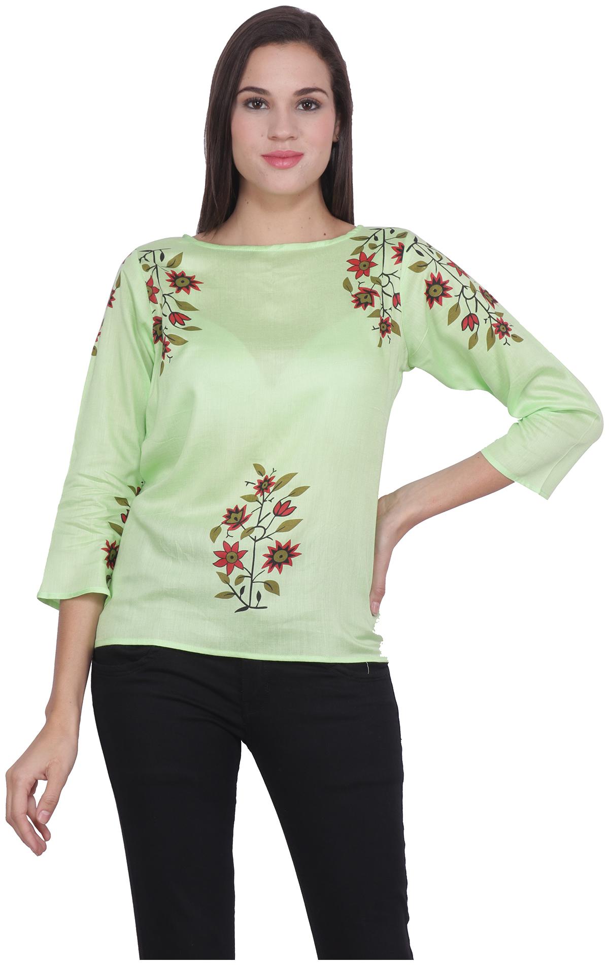 

RNU Creations Women Floral Regular top - Green