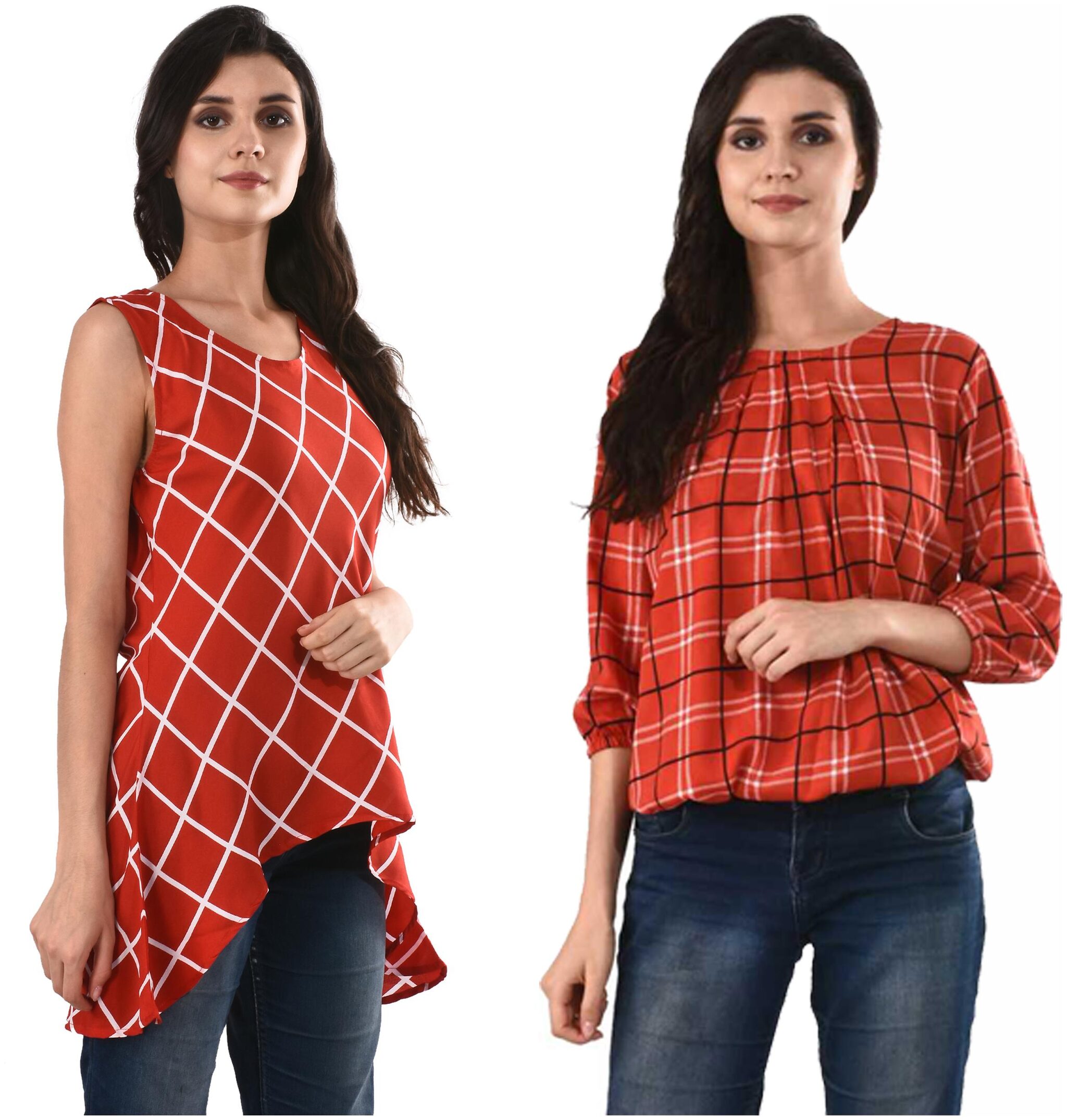 

RNU Creations Women Checked Regular tunic - Multi