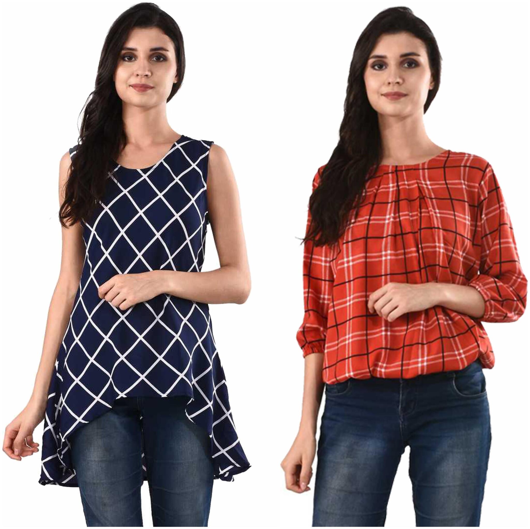 

RNU Creations Women Checked Regular tunic - Multi