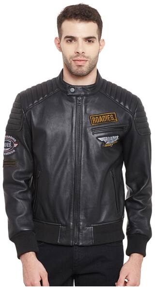 ROADIES by JUSTANNED BLACK MEN'S LEATHER JACKET