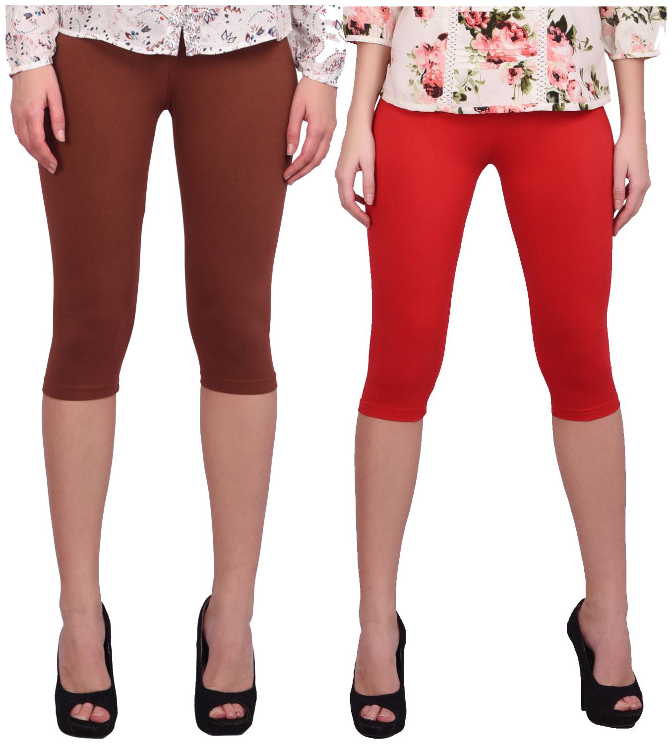 

Robinbosky Women Solid Regular capri - Red Brown
