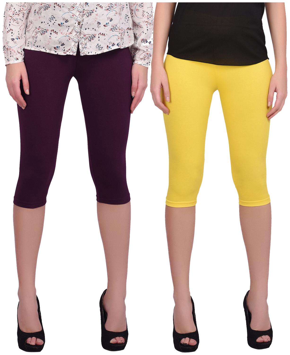 

Robinbosky Women Solid Regular capri - Yellow Black