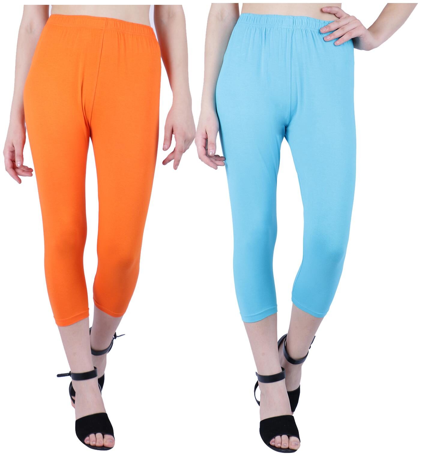 

Robinbosky Women Solid Regular capri - Orange Blue