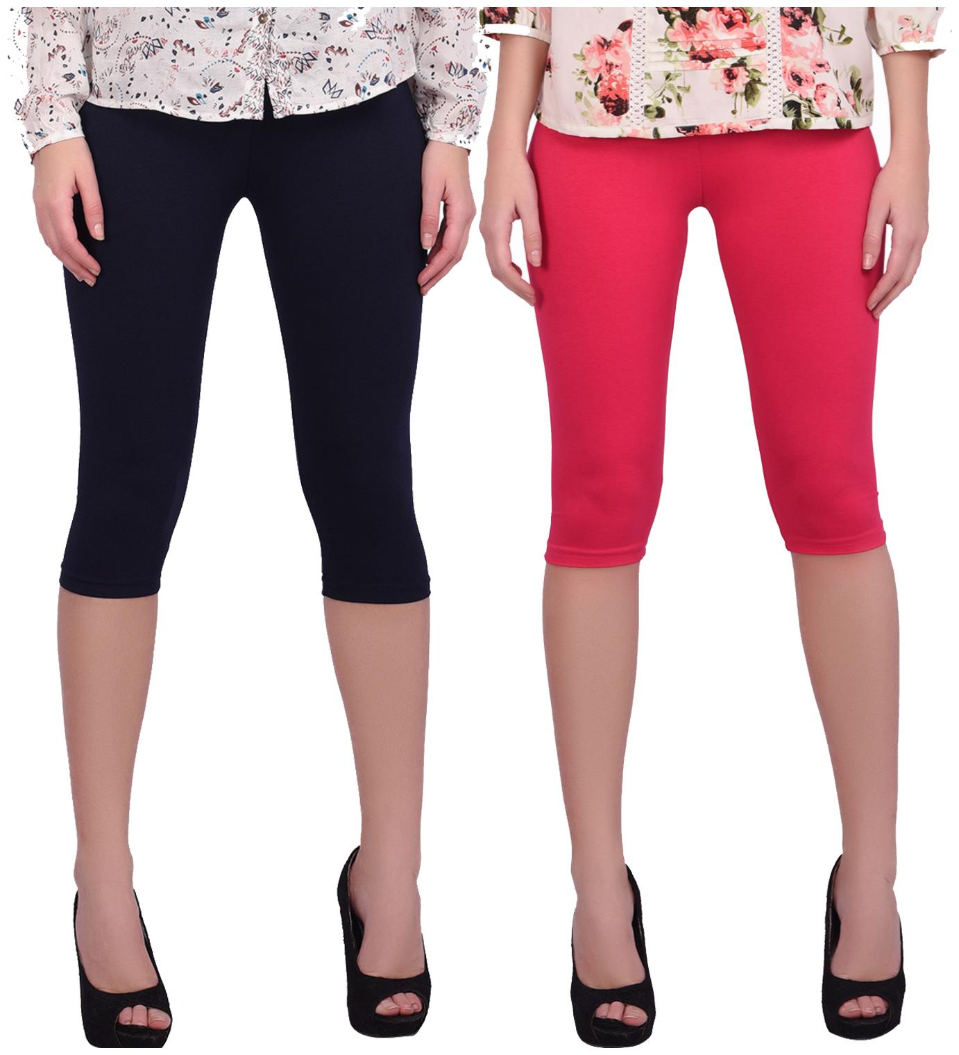 

Robinbosky Women Solid Regular capri - Black Pink