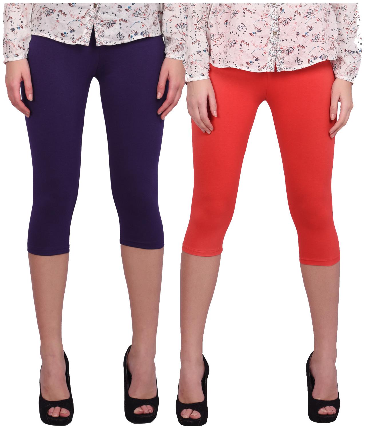

Robinbosky Women Solid Regular capri - Blue Red