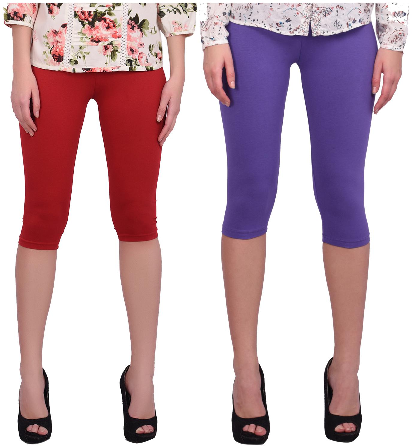 

Robinbosky Women Solid Regular capri - Red Purple