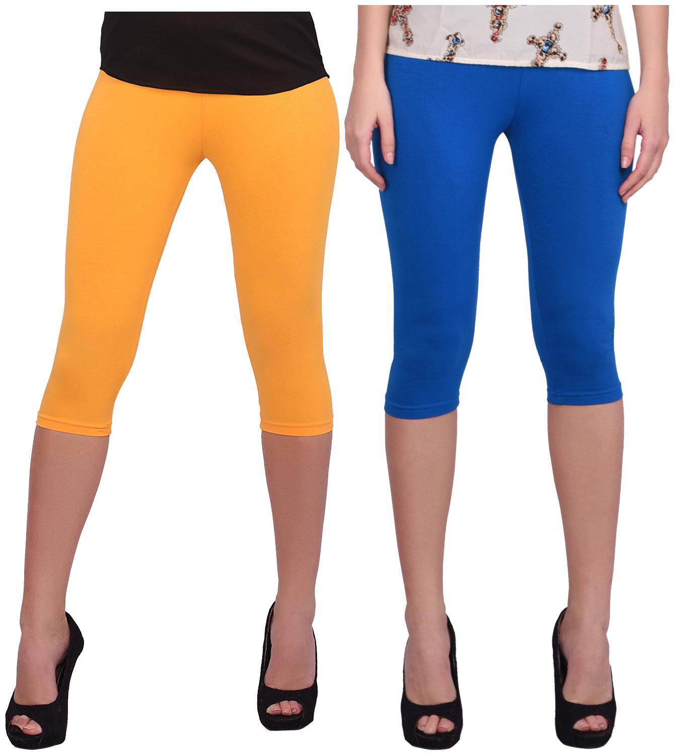 

Robinbosky Women Solid Regular capri - Yellow Blue