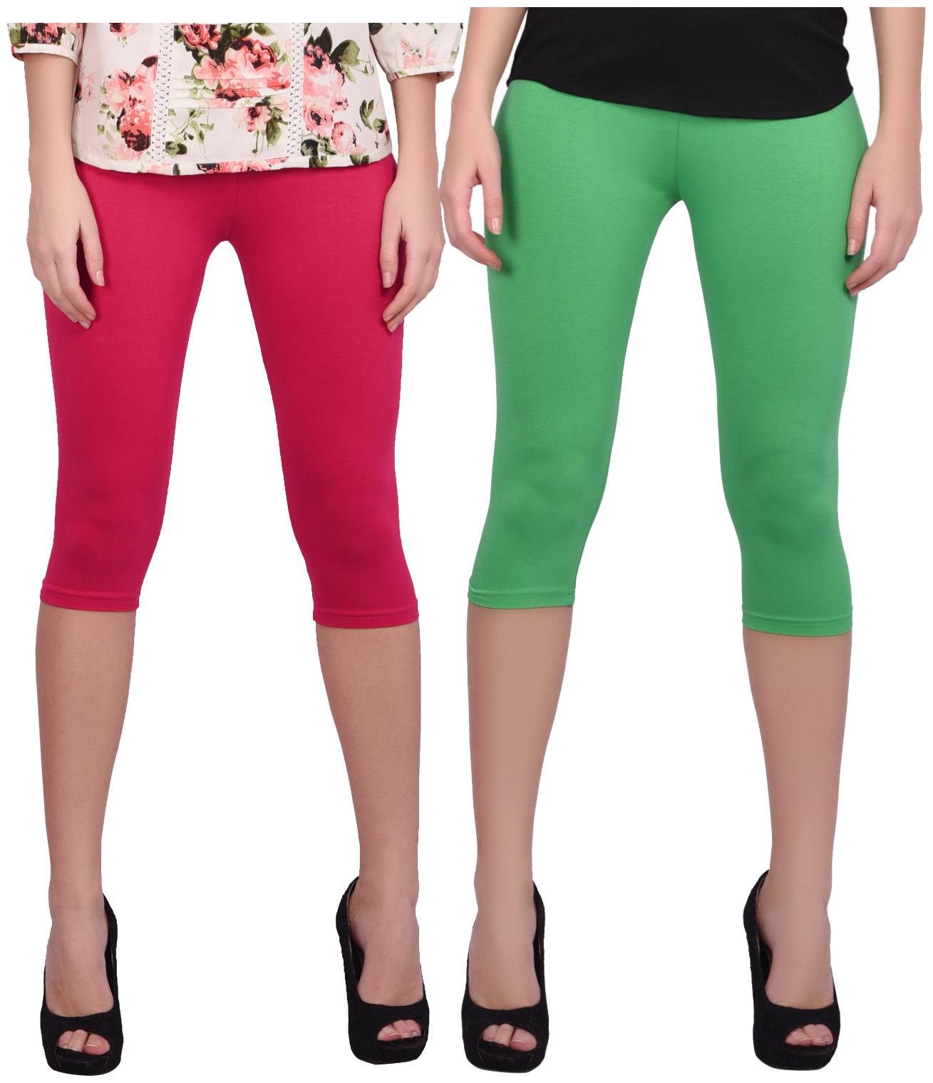 

Robinbosky Women Solid Regular capri - Green Pink