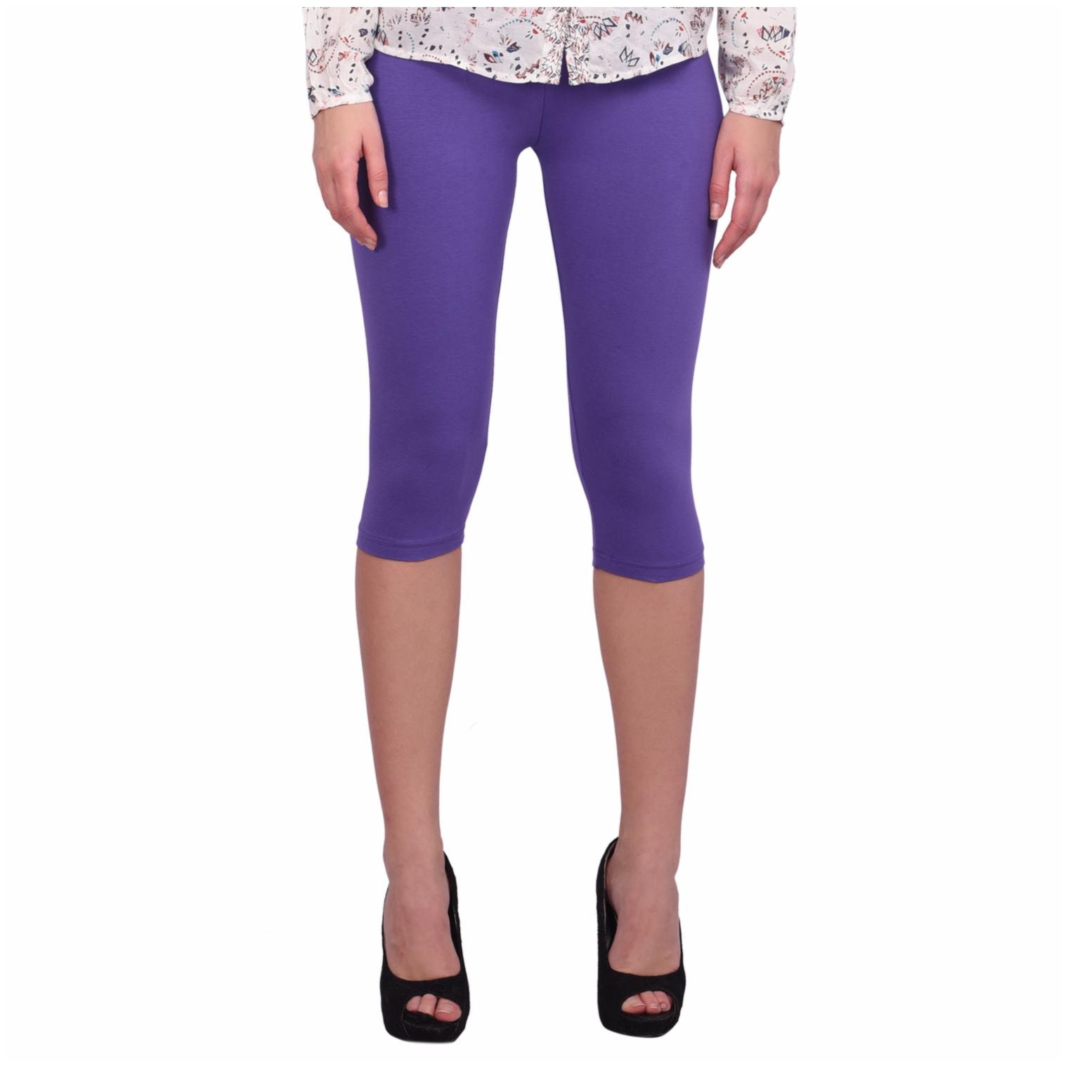 

Robinbosky premium Cotton Lycra stretchable Womens Purple Color Capri Leggings