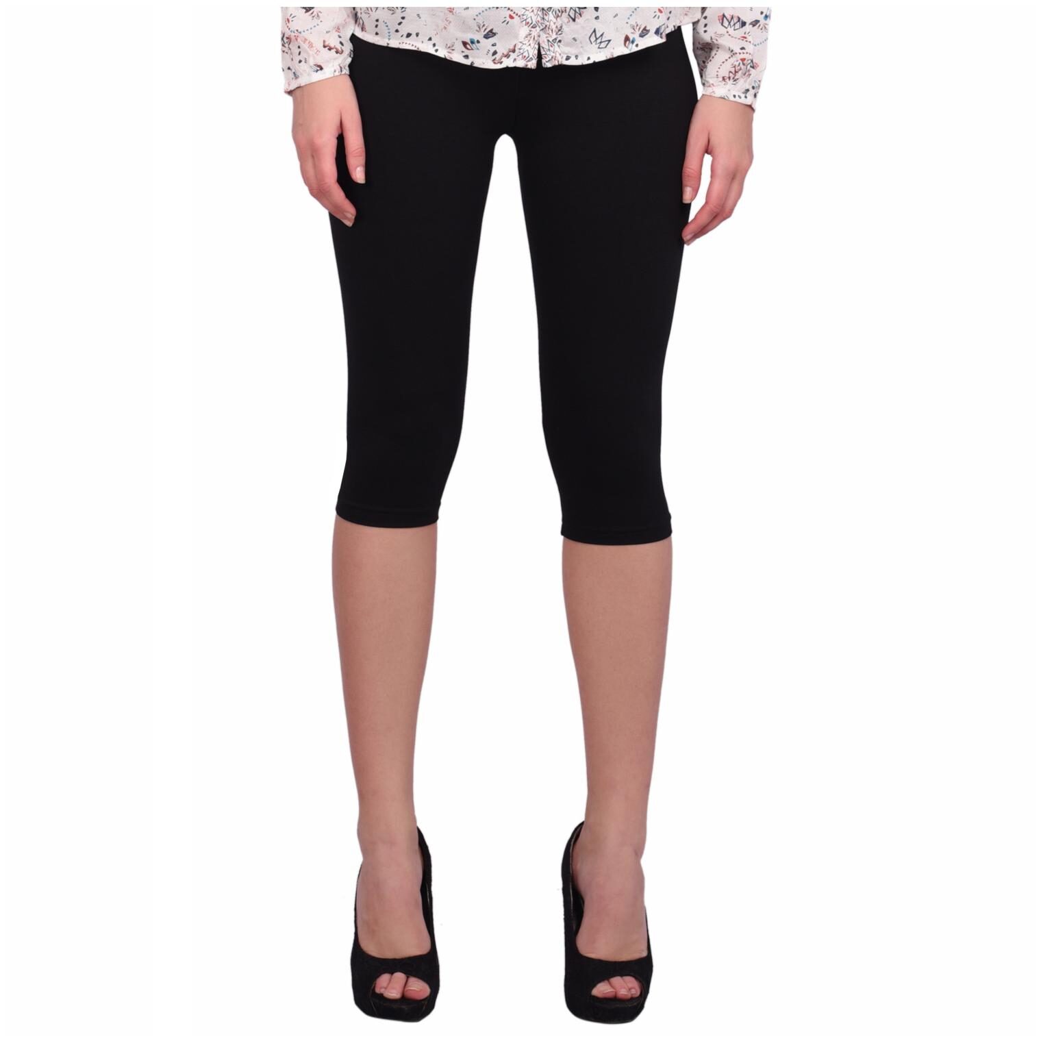 

Robinbosky premium Cotton Lycra stretchable Women Black Color Capri Leggings