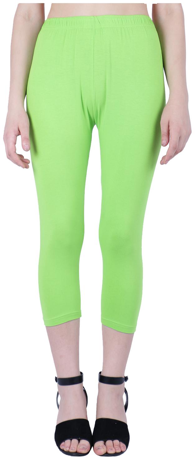 

Robinbosky premium Cotton Lycra stretchable Womens Green Color Capri Leggings
