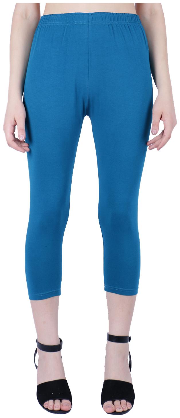 

Robinbosky premium Cotton Lycra stretchable Womens Blue Color Capri Leggings